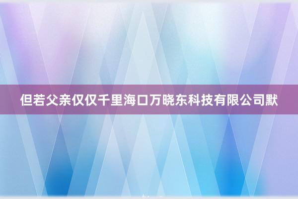 但若父亲仅仅千里海口万晓东科技有限公司默